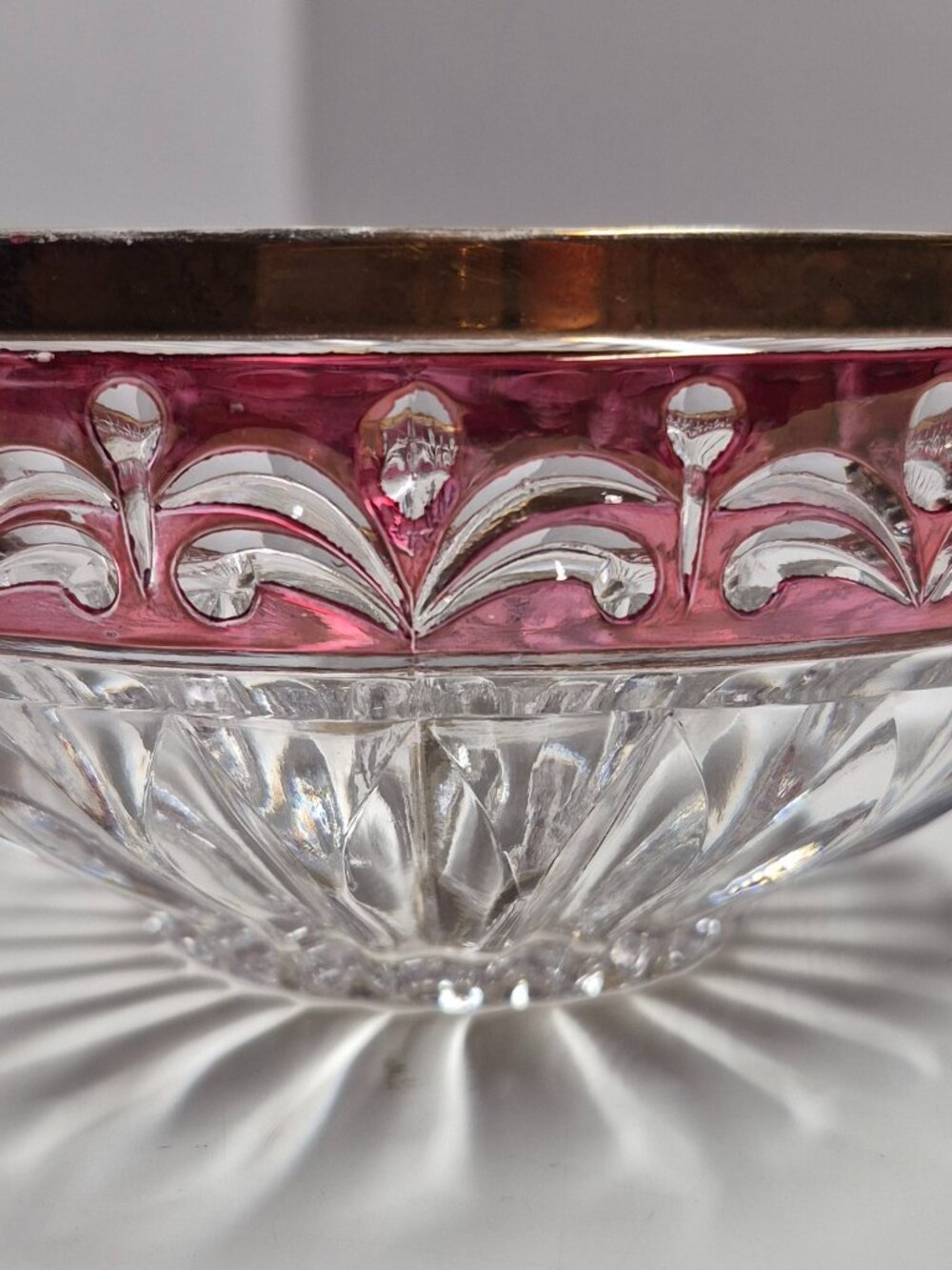 Vintage Annahütte Ruby Gold Lead Crystal Bowl